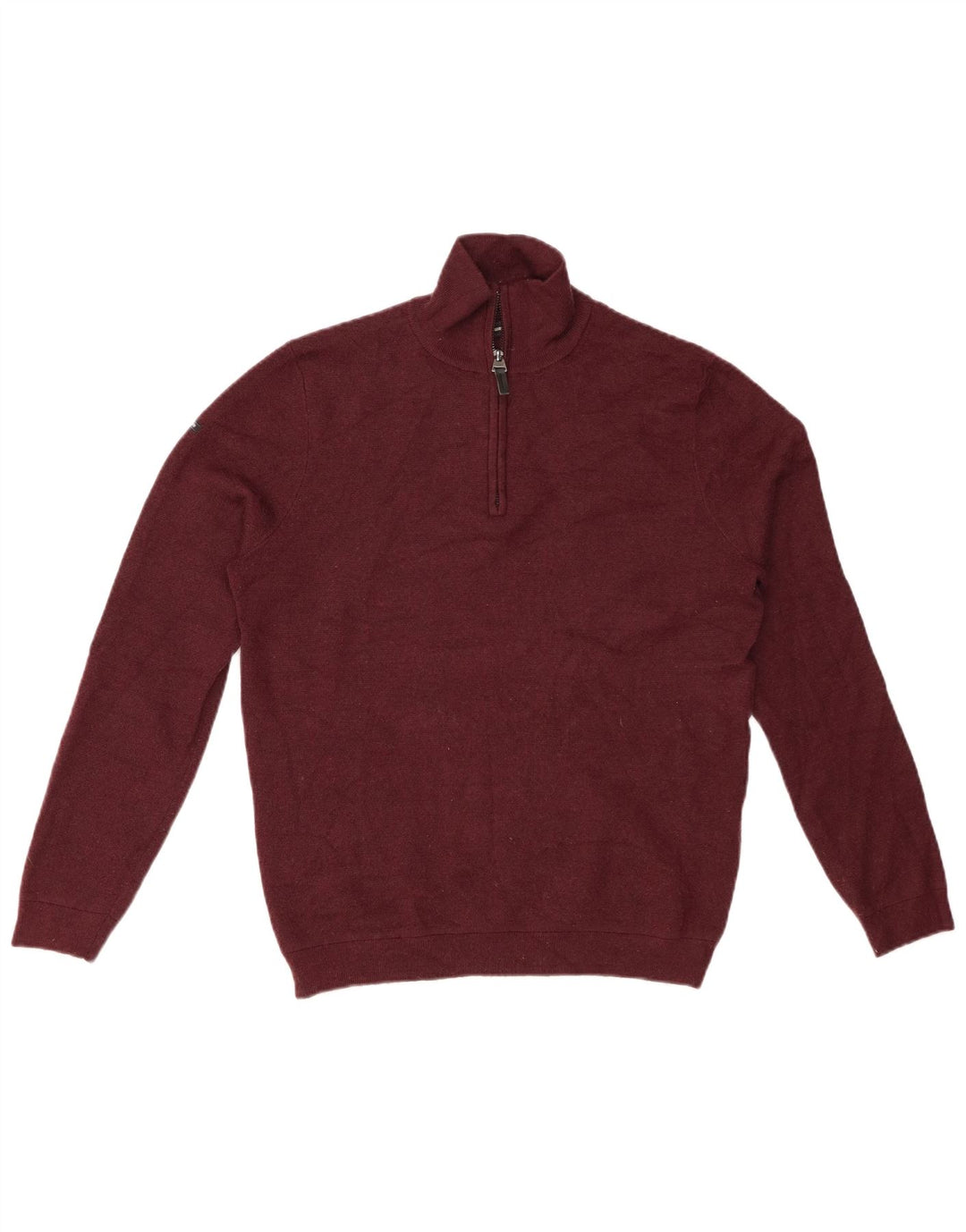 SUPERDRY Pull col zippé pour femme UK 16 Large Laine mérinos bordeaux