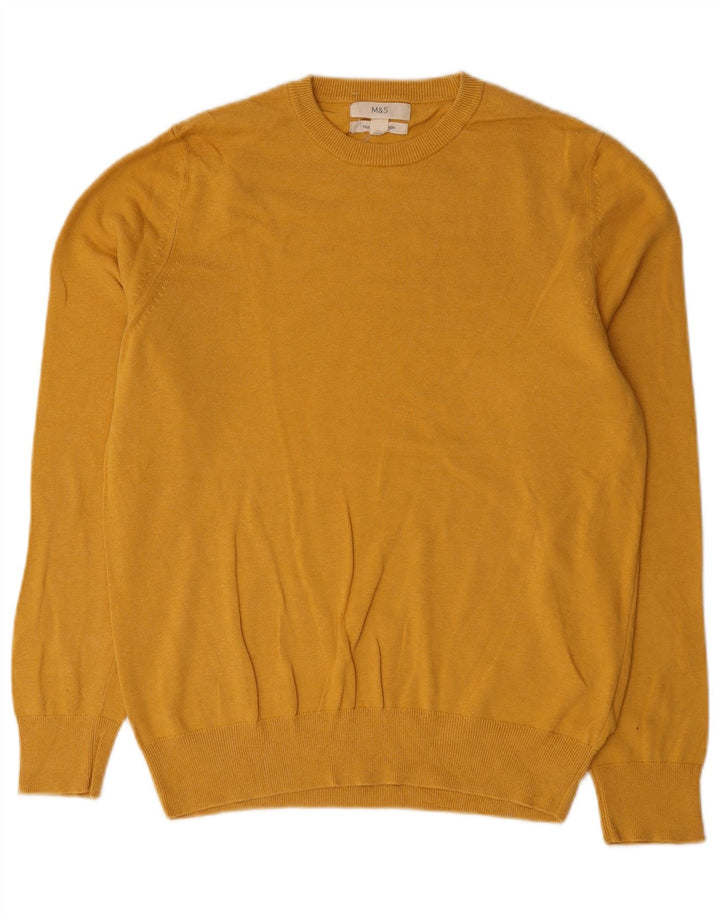 Marks & Spencer Pull Col Ras du Cou Homme Jaune Moyen Coton