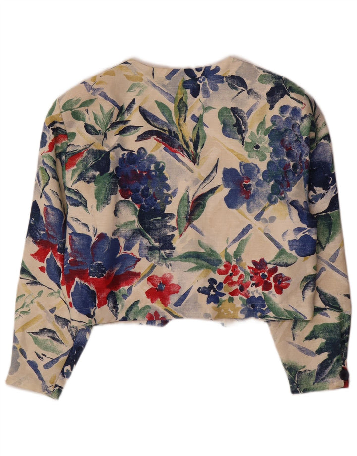 BONITA Veste blazer courte à 4 boutons pour femme UK 10 Petit motif floral multicolore