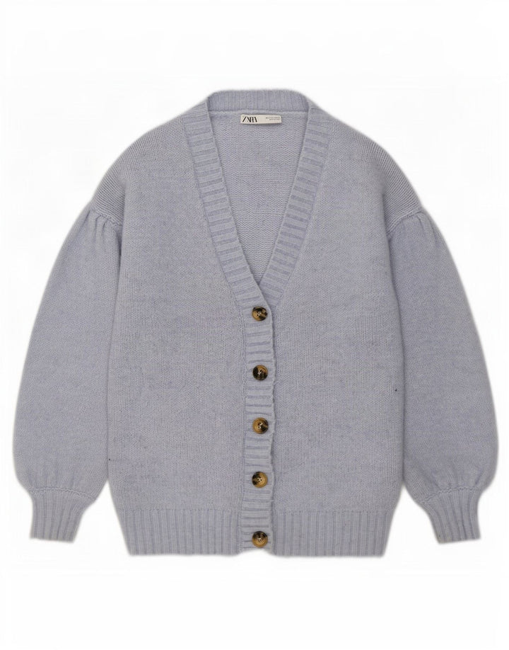 Zara Cardigan surdimensionné pour femme UK 10 Petit Bleu Polyester