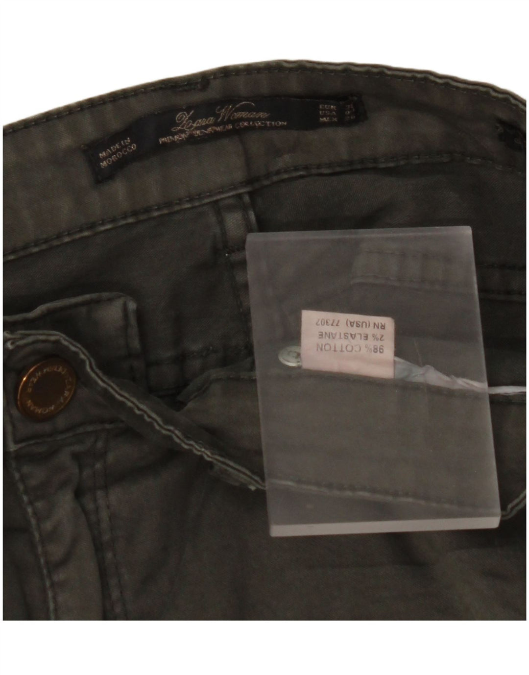 Pantalon décontracté skinny pour femme ZARA EU 38 Small W28 L29 coton kaki