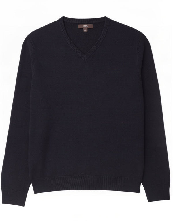 Marks & Spencer Pull col en V pour homme Large Bleu marine