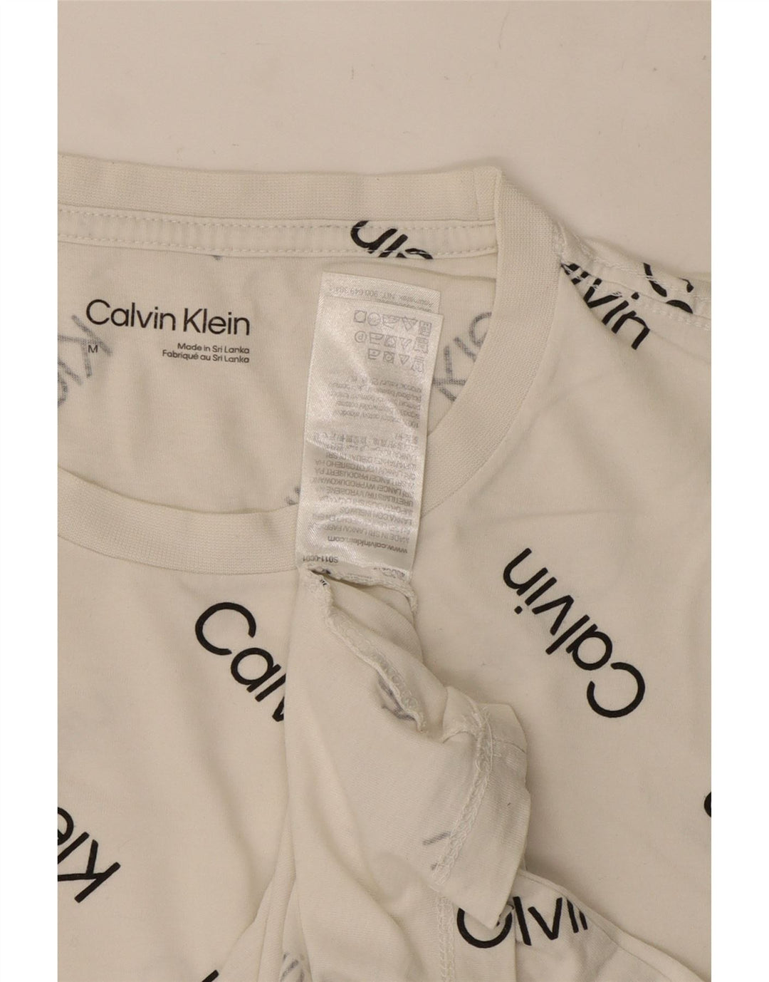 Calvin Klein T-Shirt Graphique Homme Blanc Moyen Coton