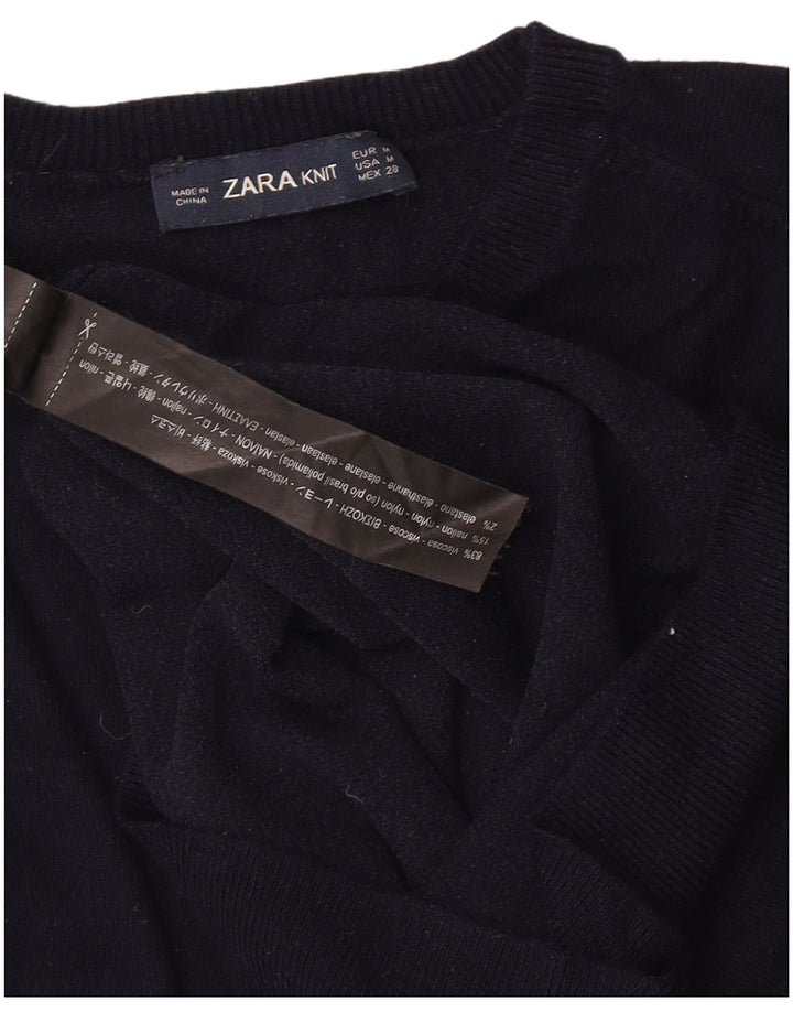 Zara Pull ras du cou pour femme UK 12 Bleu marine moyen Viscose