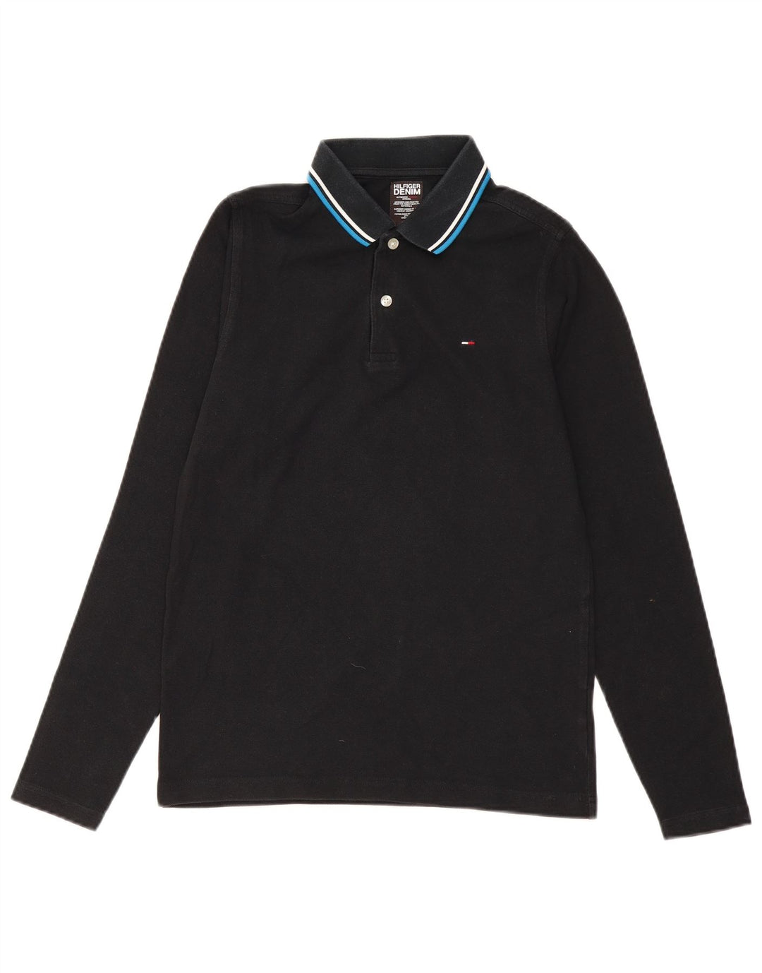 TOMMY HILFIGER Polo à Manches Longues Homme Noir Moyen Coton
