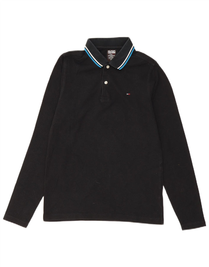 TOMMY HILFIGER Polo à Manches Longues Homme Noir Moyen Coton