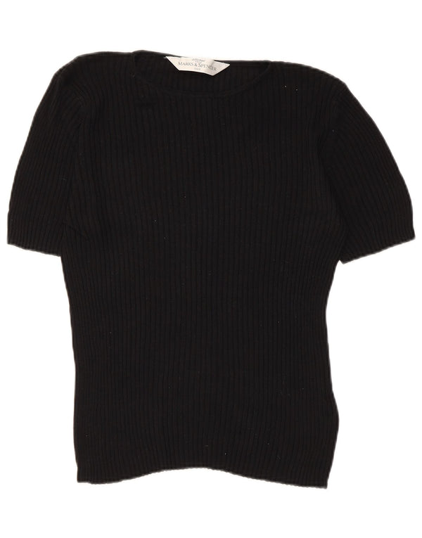 Marks & Spencer Chemisier pour femme UK 12 en soie noire moyenne
