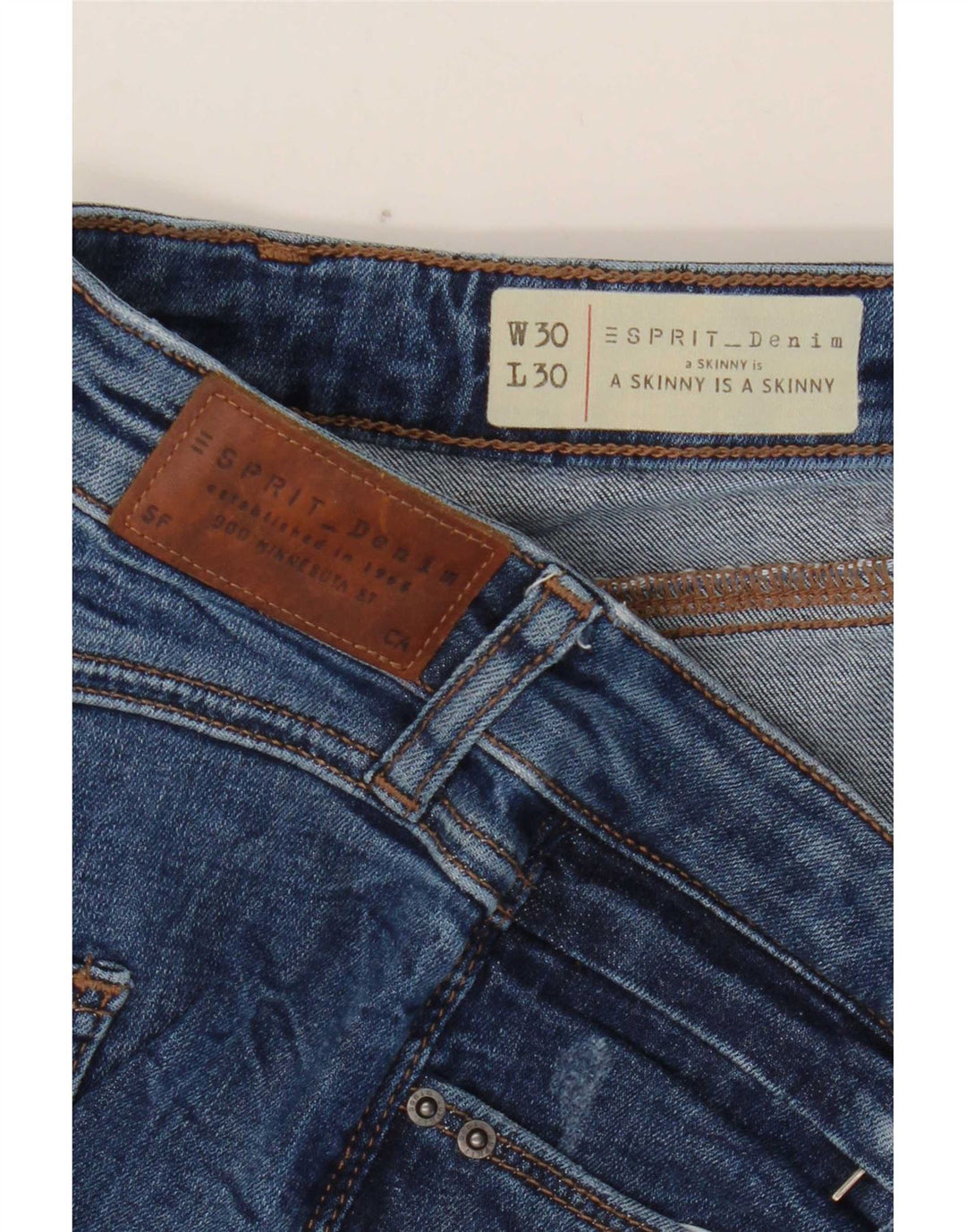 Esprit Jean Skinny Femme W30 L30 Bleu Coton