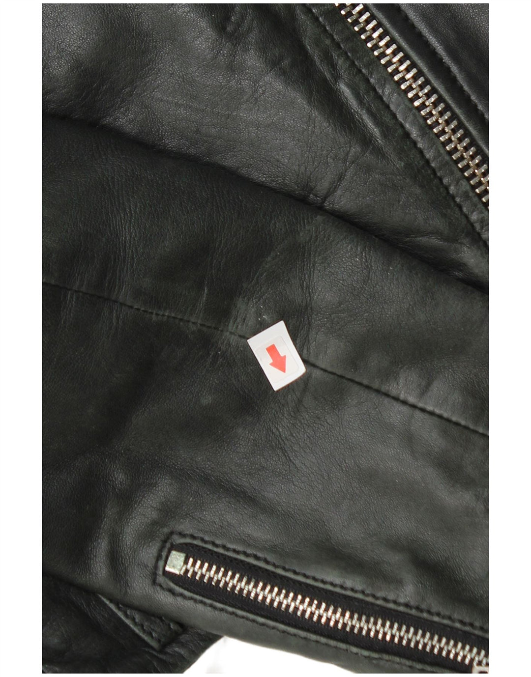 Zara Veste de motard en cuir court pour femme UK 12 Noir moyen