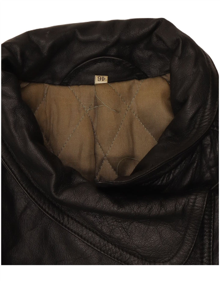 veste en cuir femme vintage IT 46 Grand Noir