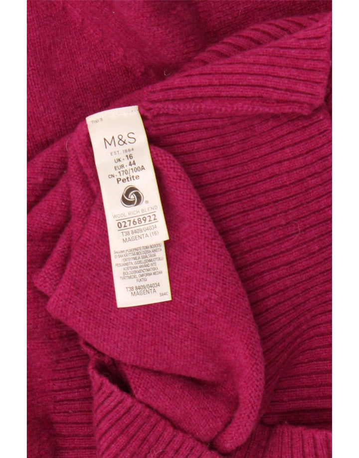 Marks & Spencer Pull col roulé pour femme UK 16 Large laine d'agneau rose