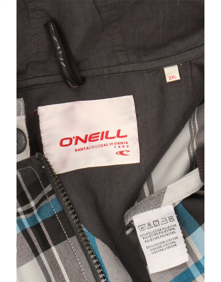 O'Neill Veste Bomber à Capuche Homme UK 44 2XL Gris Carreaux Polyester
