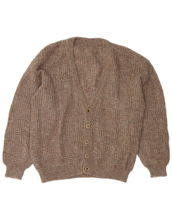 vintage Mens Cardigan Pull Grand Brun Moucheté