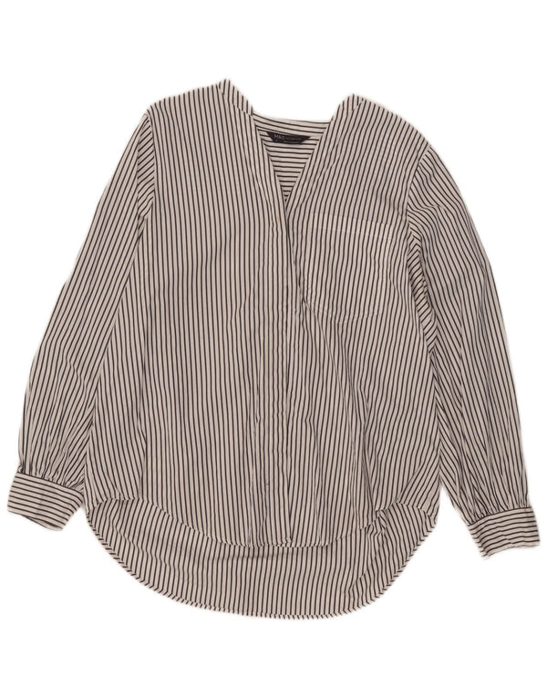 Marks & Spencer Chemise pull pour femme UK 16 Grand coton rayé blanc