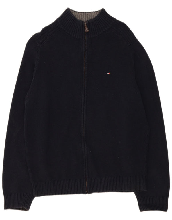 Tommy Hilfiger Pull cardigan zippé pour femme UK 18 XL Bleu marine Coton
