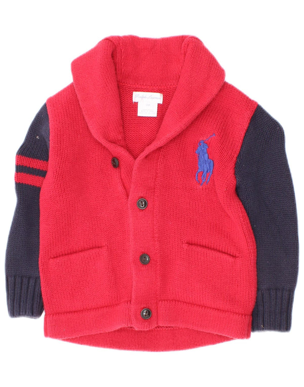 Ralph Lauren Cardigan pour bébé garçon en coton color block rouge 18-24 mois