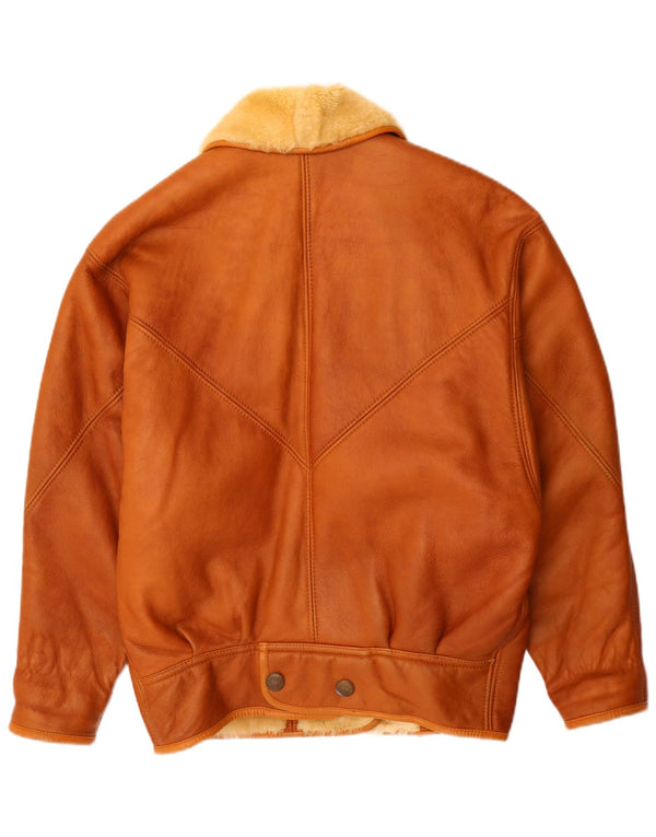 veste en peau de mouton surdimensionnée femme vintage UK 16 Grand Brun