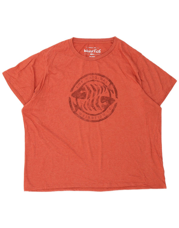 Weird Fish T-Shirt graphique homme haut 5XL coton Orange