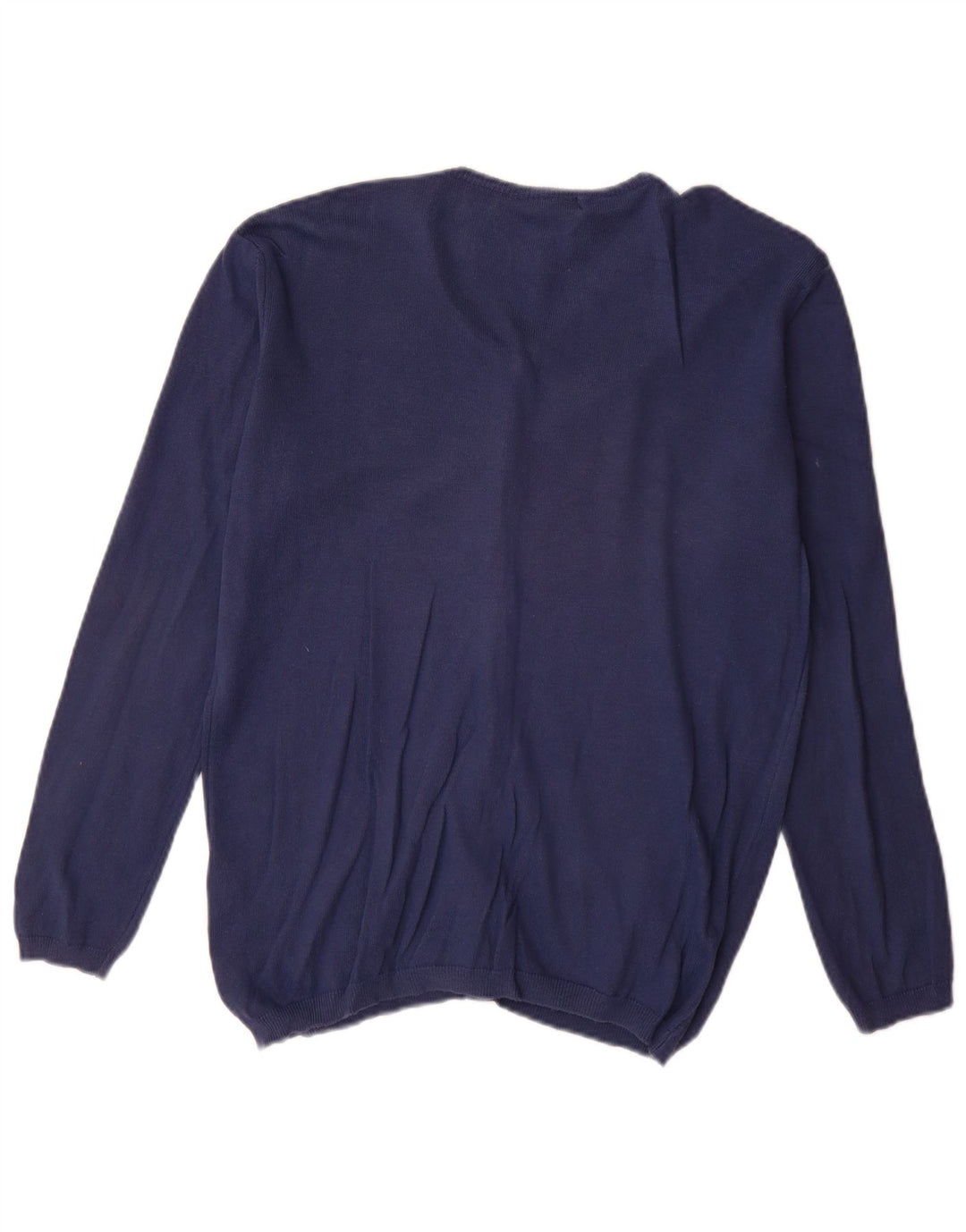Zara Femme Cardigan Pull UK 14 Moyen Bleu Marine Coton
