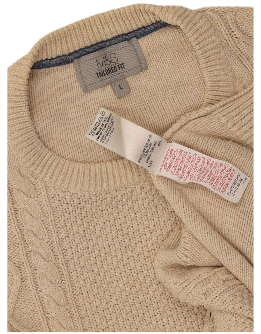 Marks & Spencer Pull à col rond coupe ajustée pour homme, grand beige