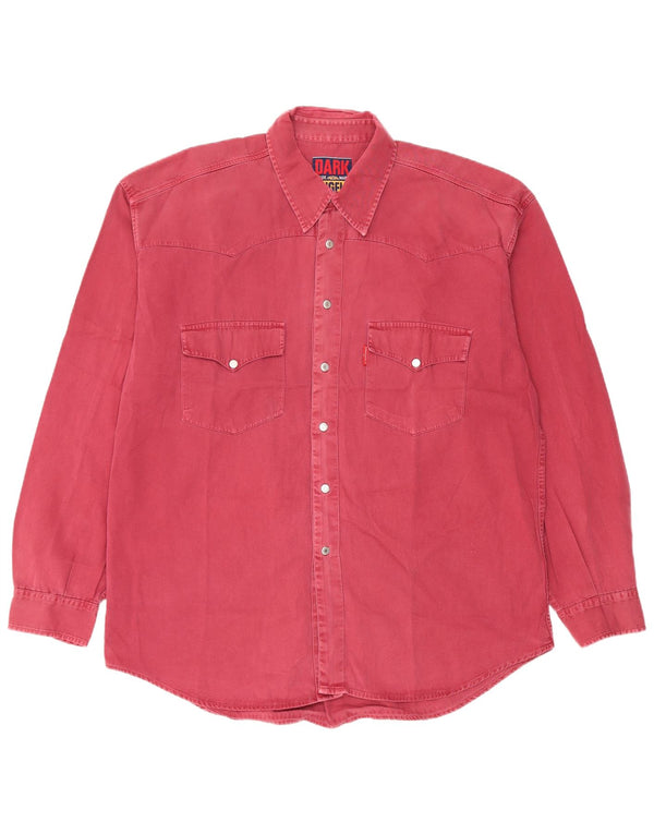 vintage Mens Western Shirt XL Bourgogne Coton