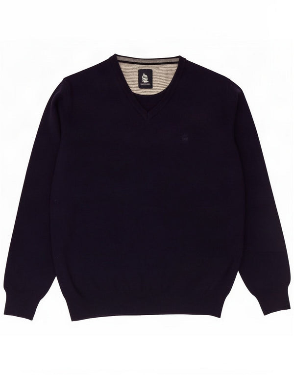 Marina Yachting Mens V-Neck Jumper Sweater XL Navy Blue