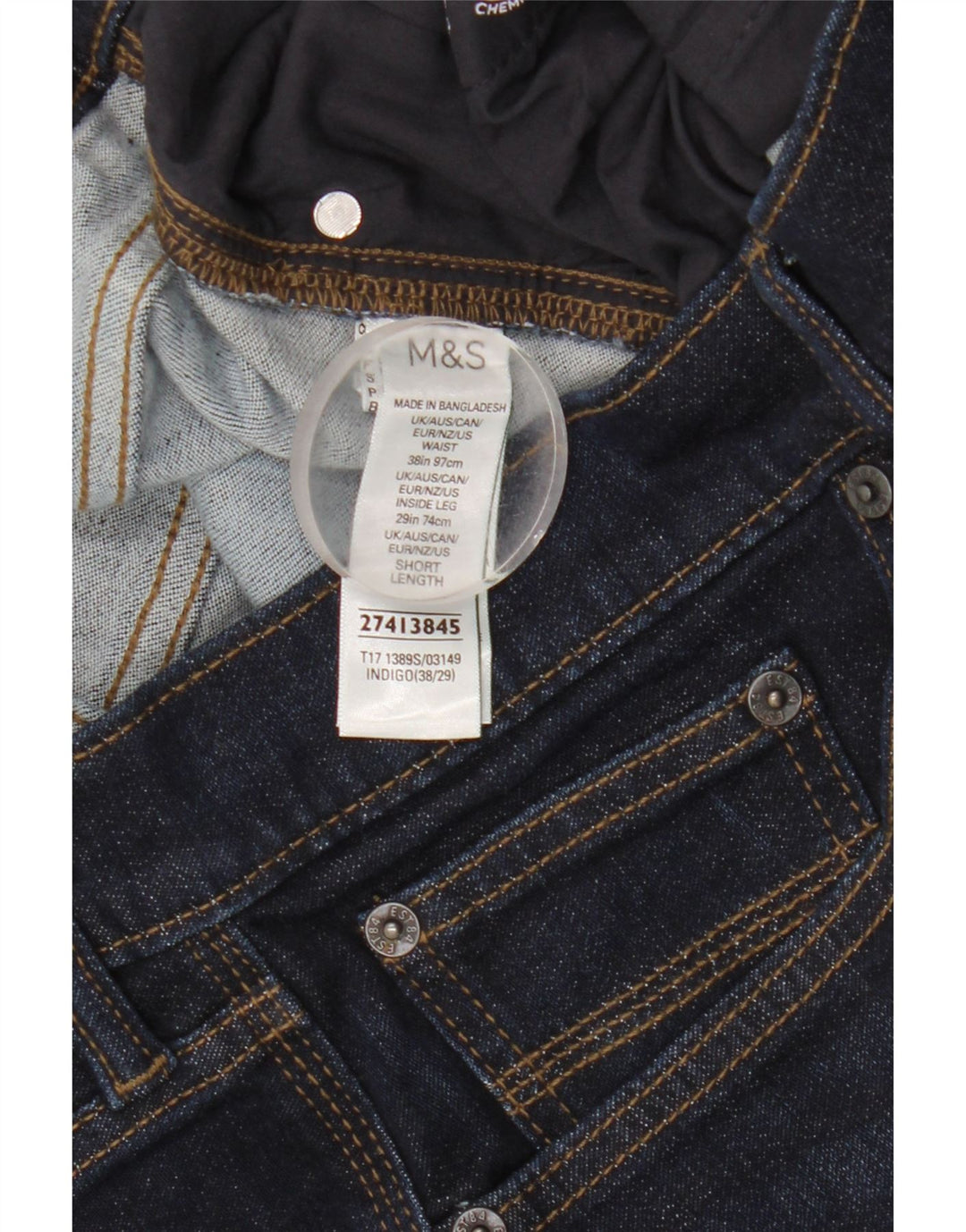 Marks & Spencer Jean Slim Homme W38 L29 Bleu Marine Coton