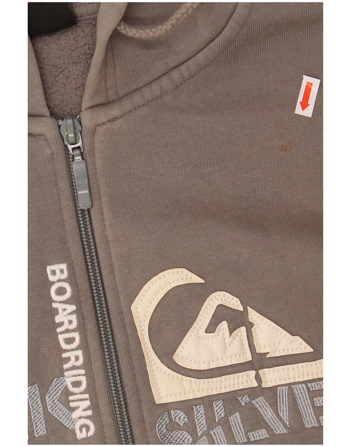 QUIKSILVER Pull à capuche zippé graphique pour femme UK 14 Grand coton gris