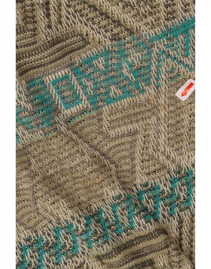James Dillon Pull col V pour homme en acrylique géométrique kaki