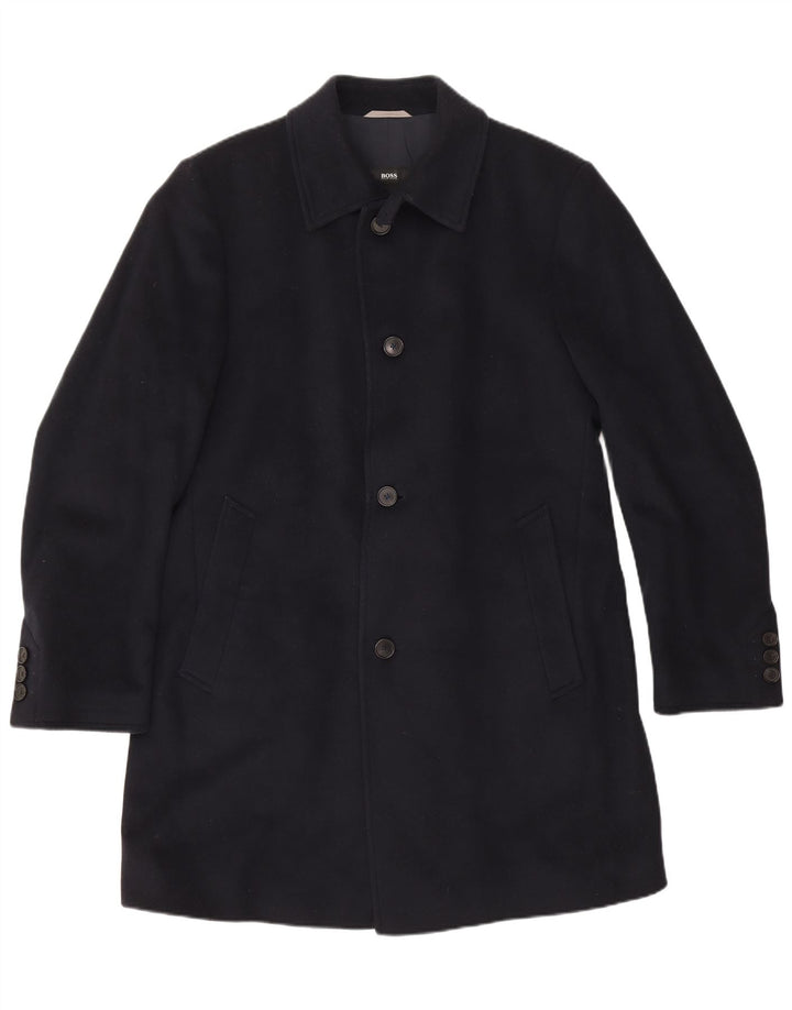 Hugo Boss Pardessus IT 50 Large en laine vierge bleu marine pour homme