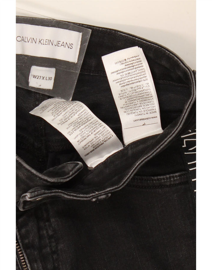 CALVIN KLEIN Jean Skinny Graphique Femme W27 L30 Coton Noir
