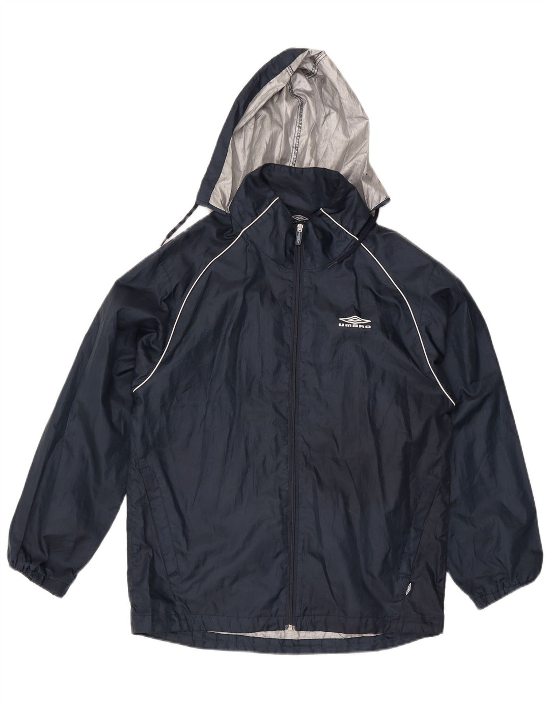 Umbro Veste de pluie à capuche pour homme UK 36 Small Bleu marine Polyester