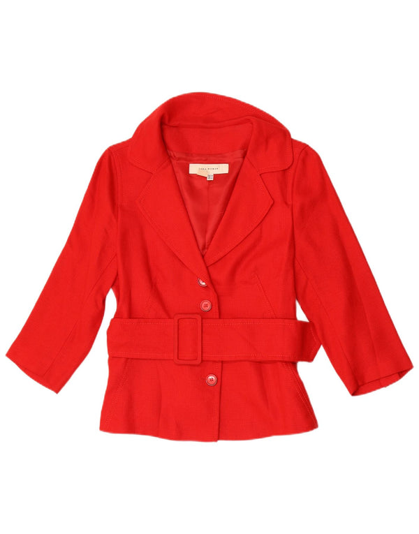 Zara Veste blazer à manches 3/4 pour femme EU 38 Petite rayonne rouge