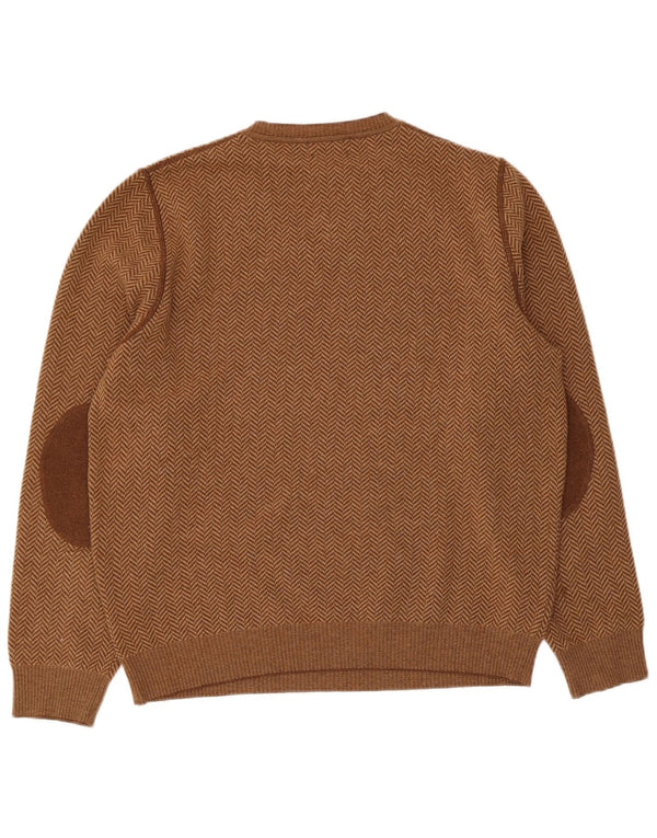 Massimo Dutti Pull col V pour homme en laine à chevrons Marron Large