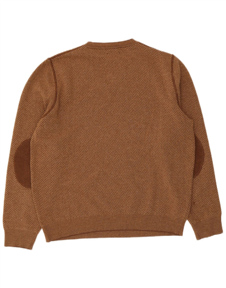 Massimo Dutti Pull col V pour homme en laine à chevrons Marron Large
