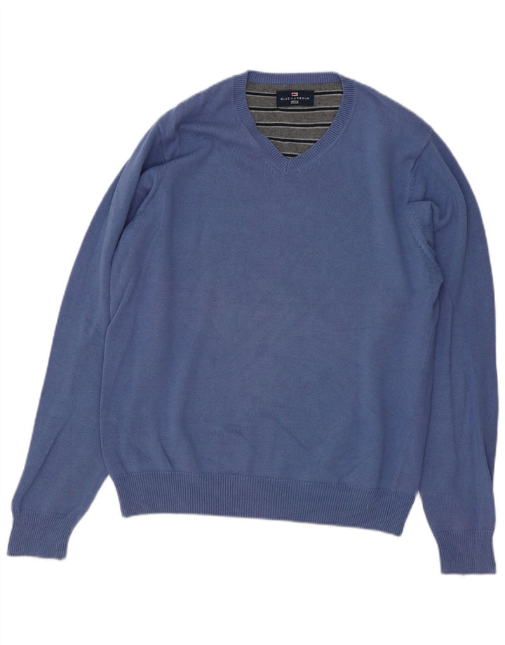 Marks & Spencer Pull Blue Harbor Col V Homme Bleu Moyen Coton
