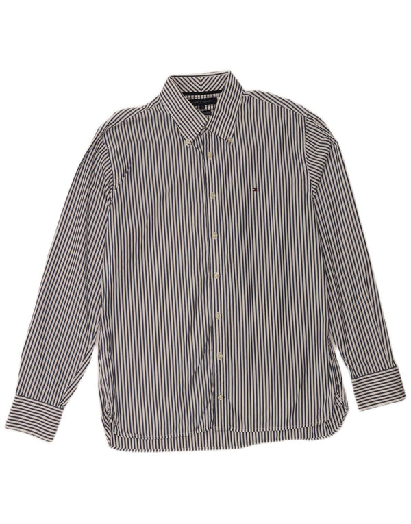 Tommy Hilfiger Chemise Homme Large Bleu Marine En Coton À Fines Rayures