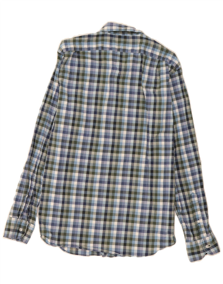 J. CREW Mens Mercantile Flex Slim Shirt Large Blue Check Cotton Vintage J. Crew and Second-Hand J. Crew from Messina Hembry 