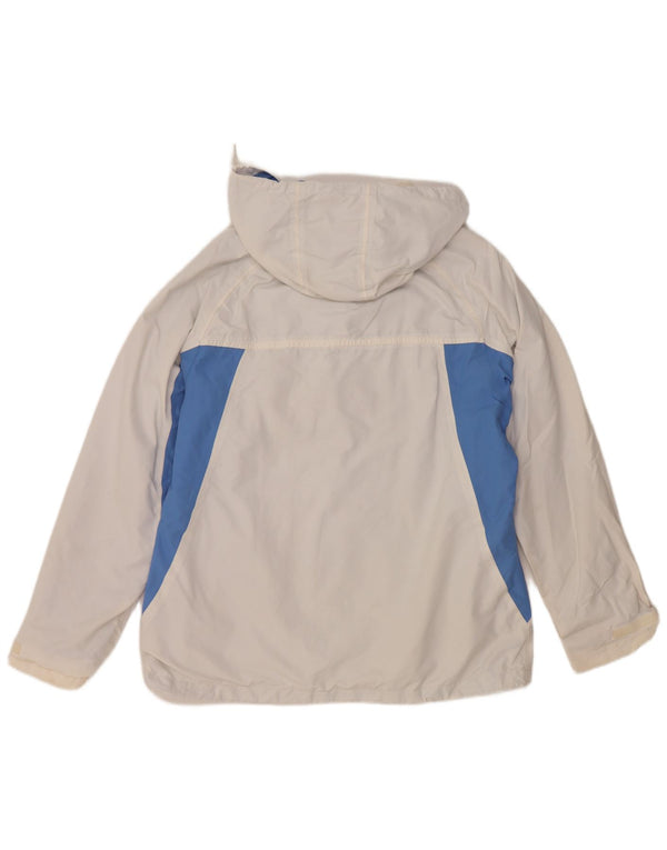 Weird Fish Veste de pluie à capuche pour femme UK 14 Large Blanc Colorblock Nylon