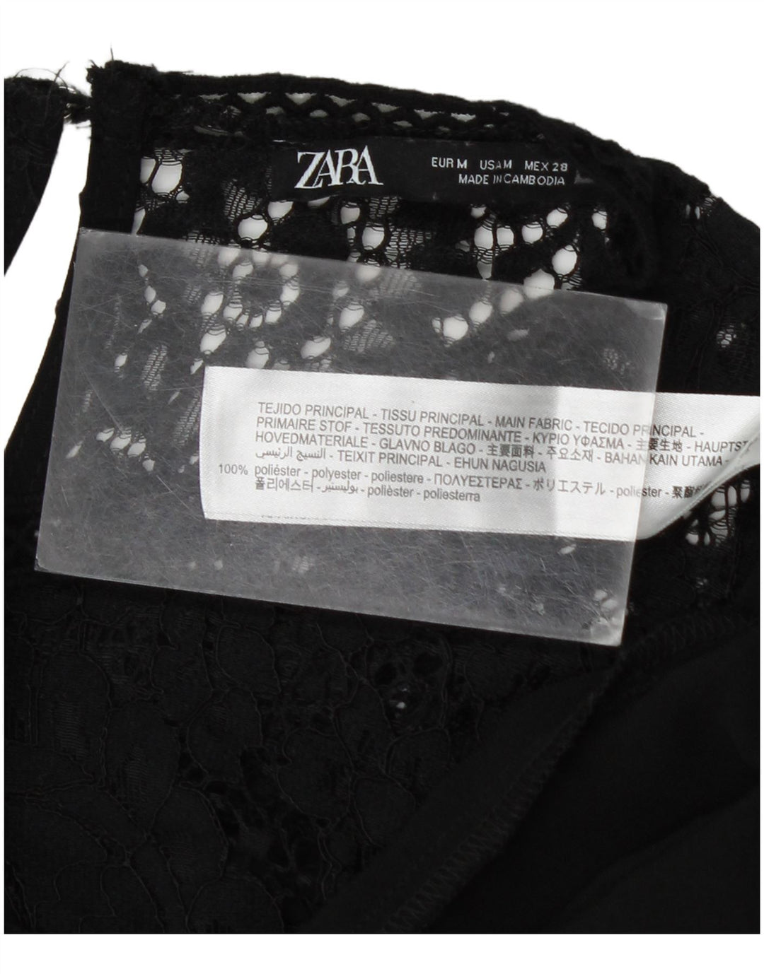 Zara Robe basique à manches longues pour femme UK 44 en polyester floral noir moyen