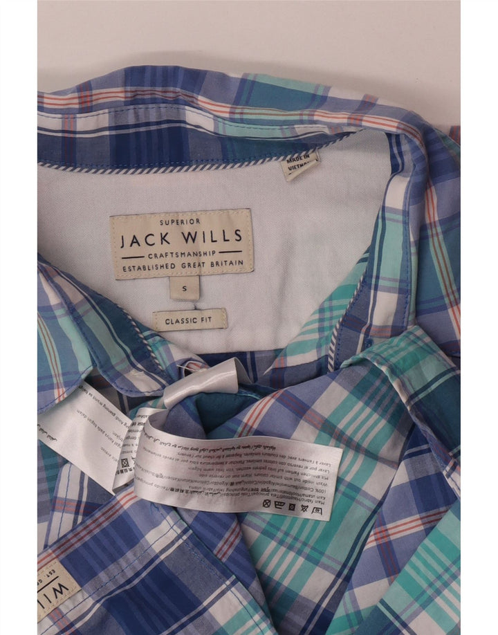 Jack Wills Chemise classique pour homme en coton à petits carreaux bleus