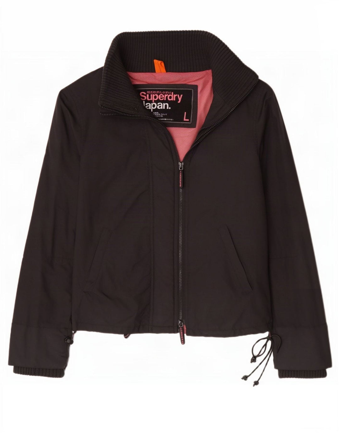Superdry Veste de Pluie Femme UK 16 Large Noir Nylon