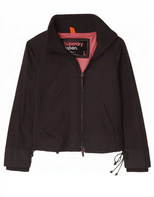 Superdry Veste de Pluie Femme UK 16 Large Noir Nylon