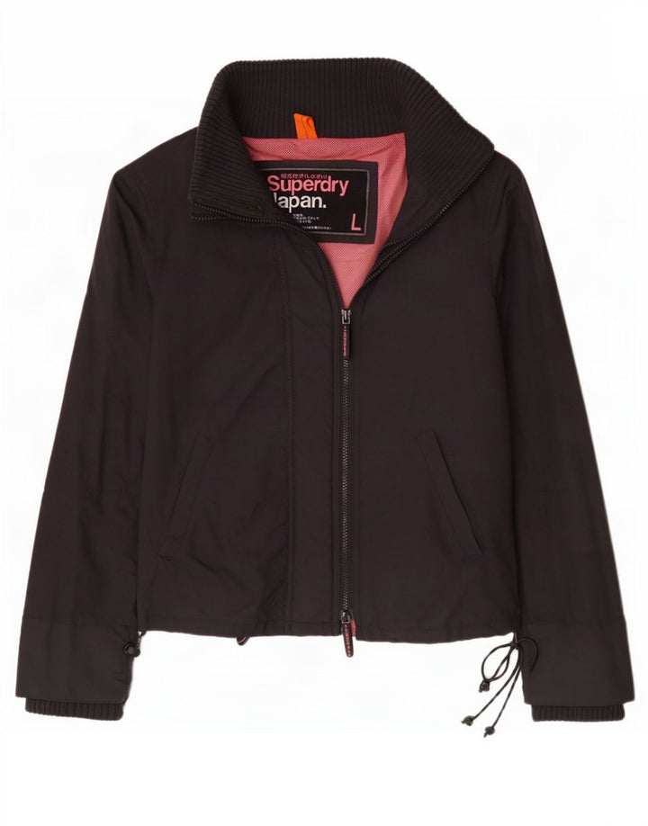 Superdry Veste de Pluie Femme UK 16 Large Noir Nylon