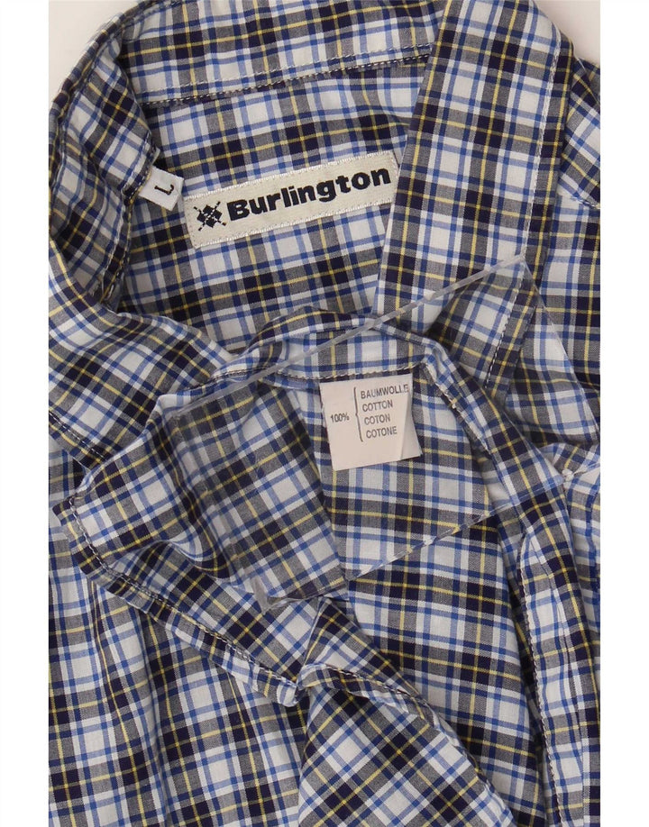 Burlington Chemise à manches courtes pour homme en coton à carreaux bleus
