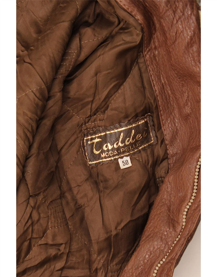 veste en cuir homme vintage IT 50 Grand cuir colorblock marron