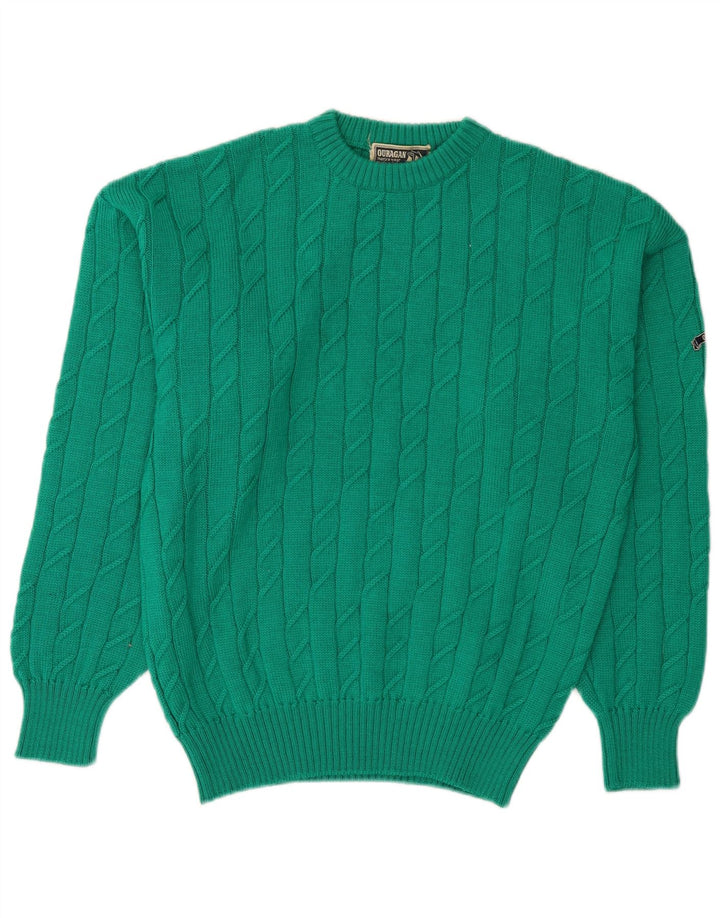 Ouragan Pull col rond pour homme en laine vierge verte