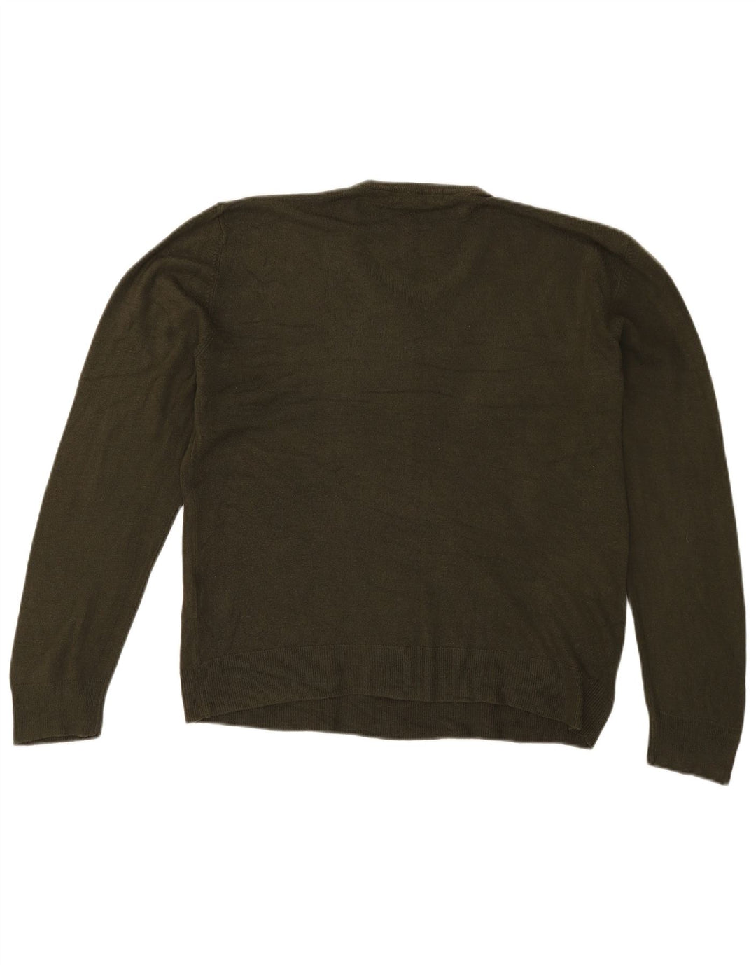 Marks & Spencer Pull col V pour homme, grand, kaki, acrylique