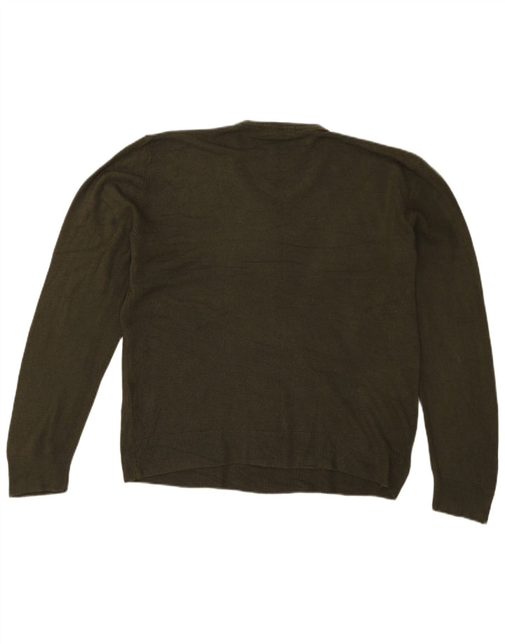 Marks & Spencer Pull col V pour homme, grand, kaki, acrylique