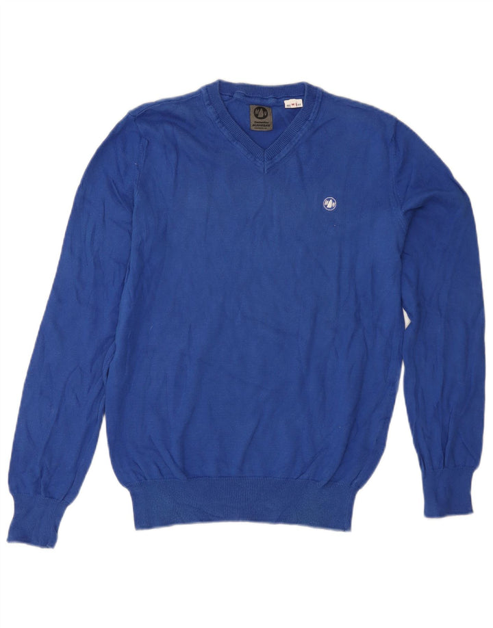 Murphy & Nye Pull coupe classique à col en V pour homme en coton bleu moyen